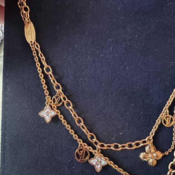 Authentic Louis Vuitton Blooming Strass Choker Layered Charm Necklace - Picture 7 of 11